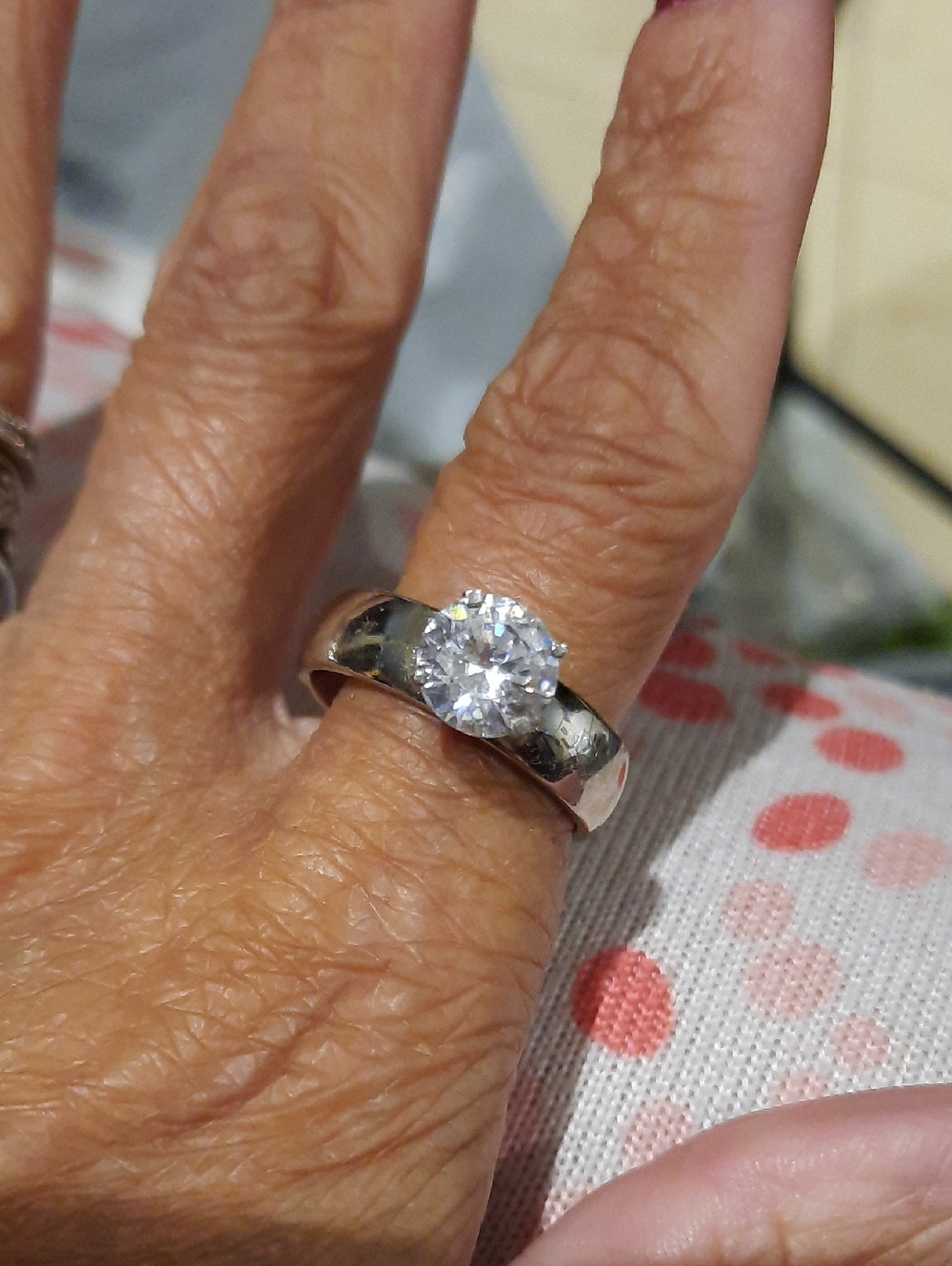 GENUINE Stamped 316 Stainless Steel CZ solitaire ring Comfort Fit WIDE BAND 9